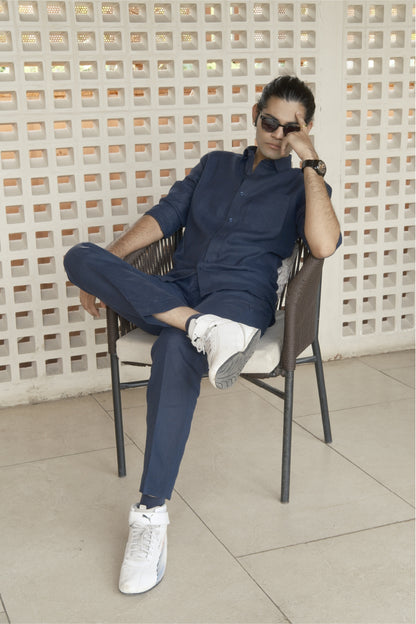 Navy Blue Linen Cord Set