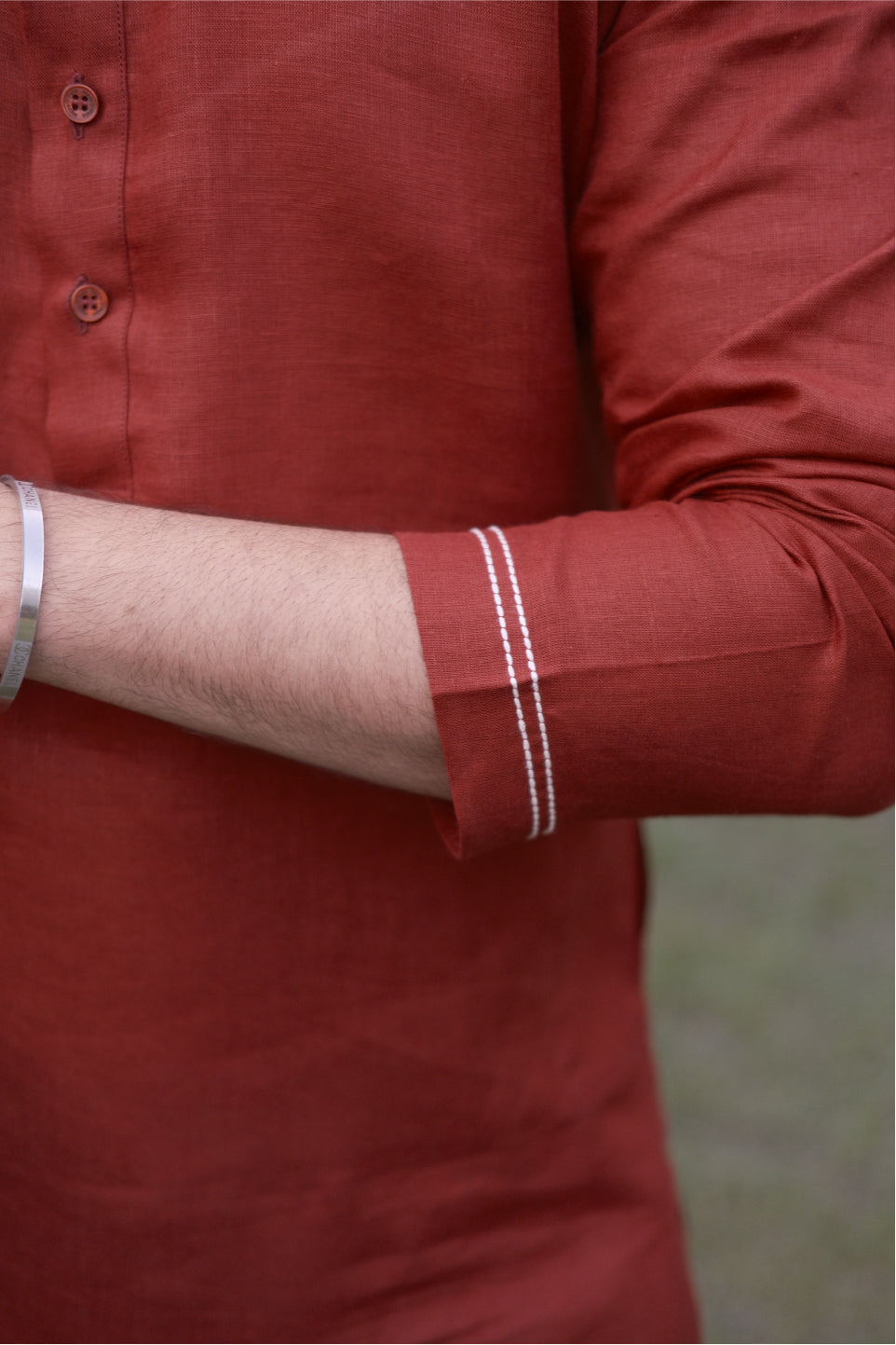 Matt Mehroon Long Traditional Kurta Pyjama Set