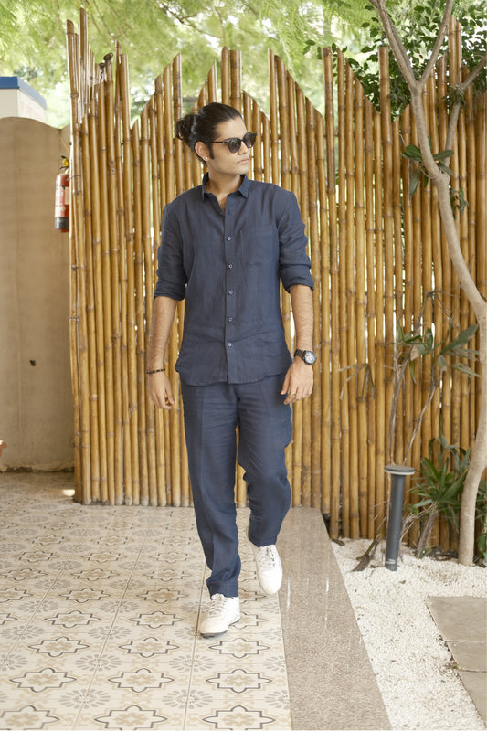 Navy Blue Linen Cord Set