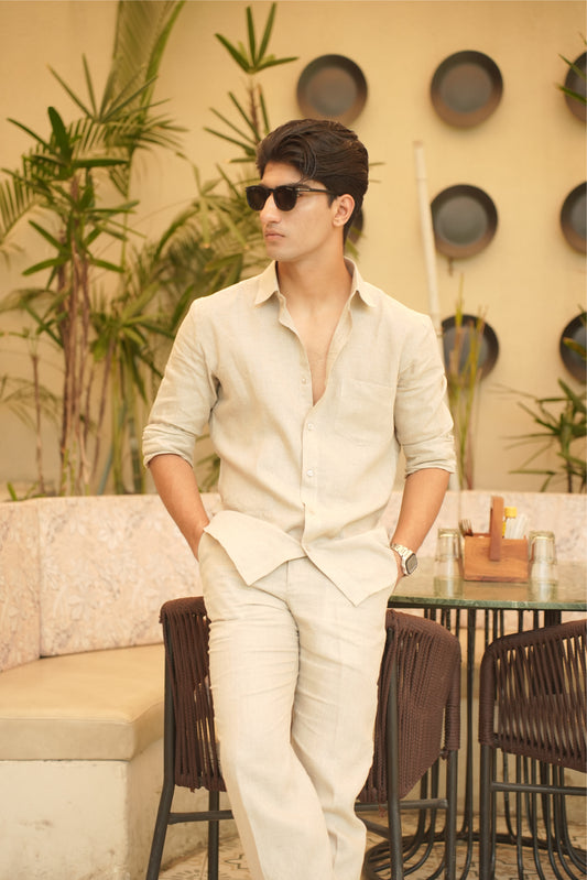 Natural Khadi Linen Cord Set