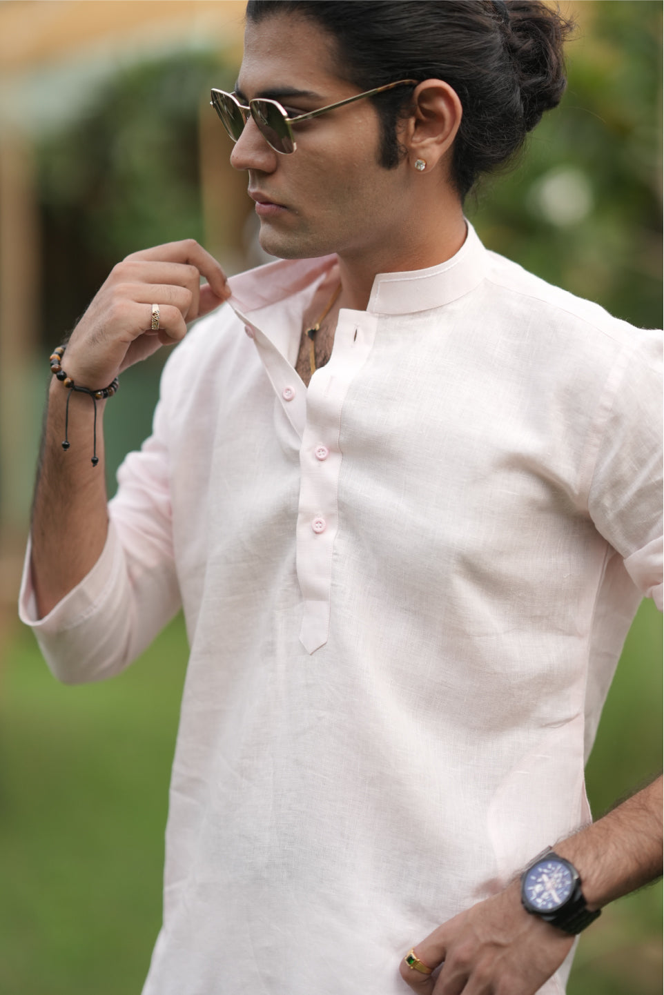 Baby Pink Long Traditional Kurta Pyjama Set