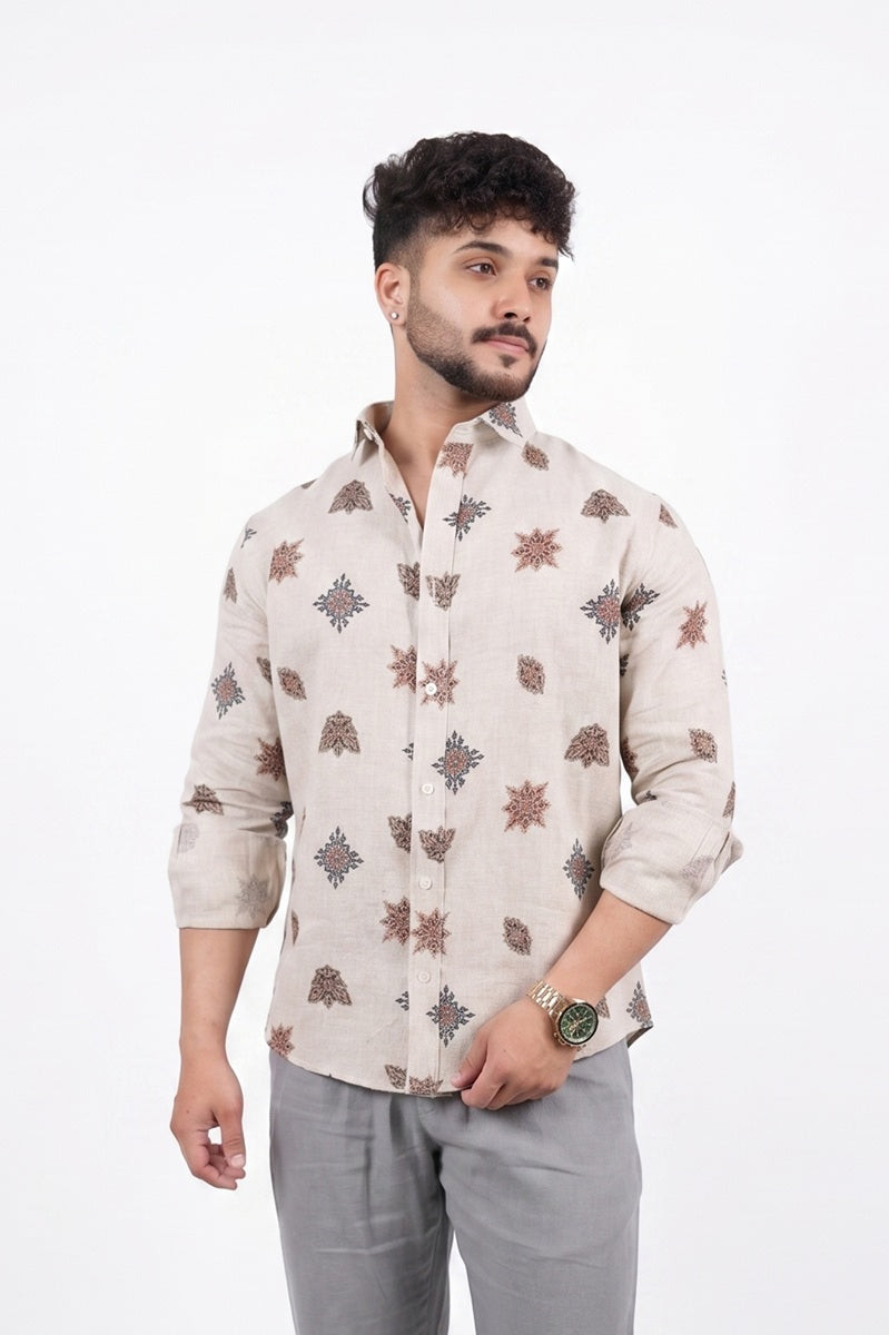 Natural Print Linen Shirt