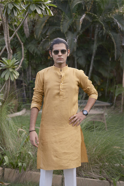 Turmeric Yellow Long Traditional Kurta Pyjama Set