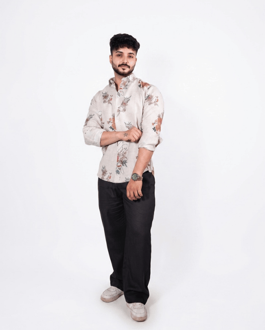 Natural Multi Floral Linen Co-ord Set
