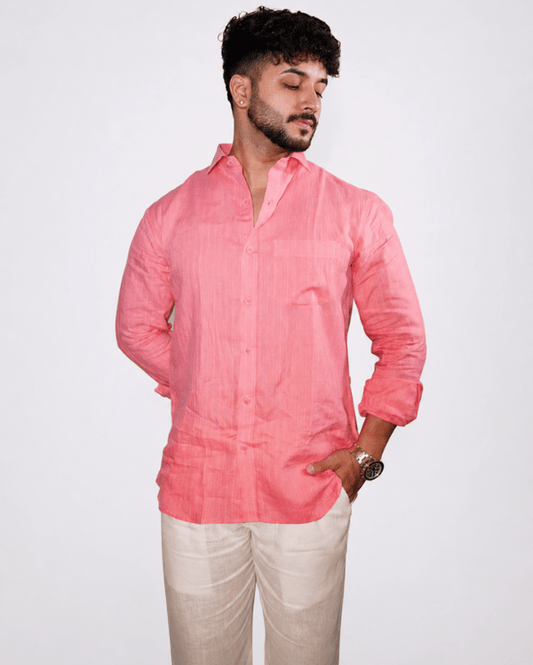 Pinkish Peach Stripe Linen Co-ord Set
