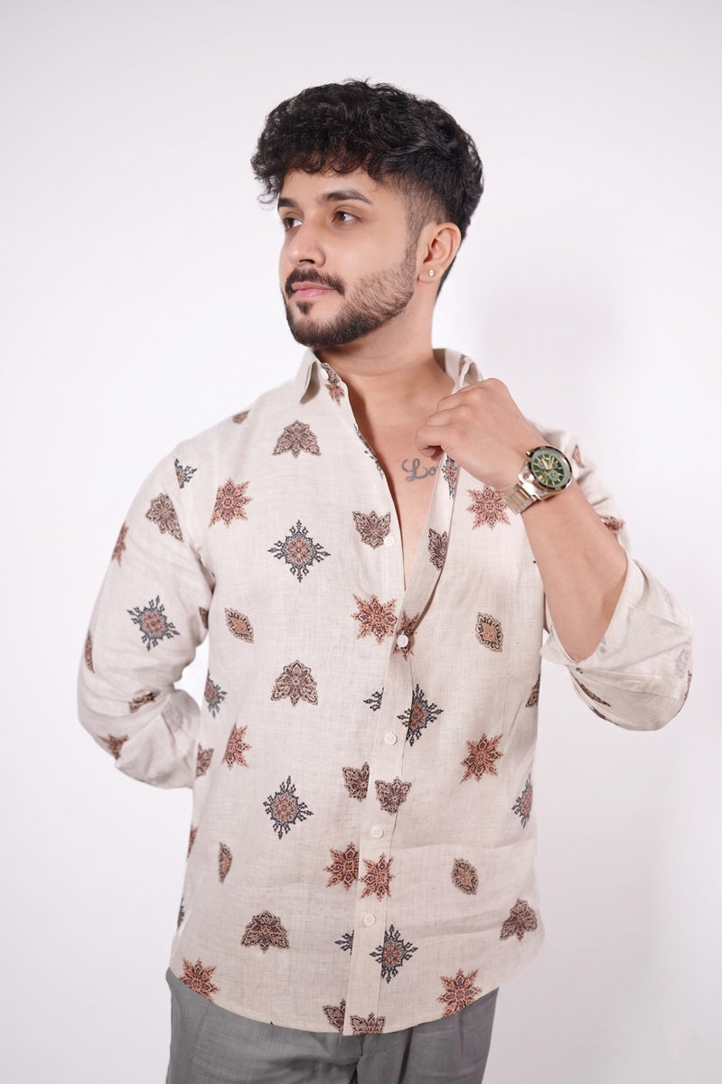 Natural Print Linen Shirt
