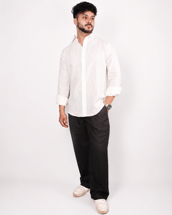 White Black Stripe Linen Co-ord Set