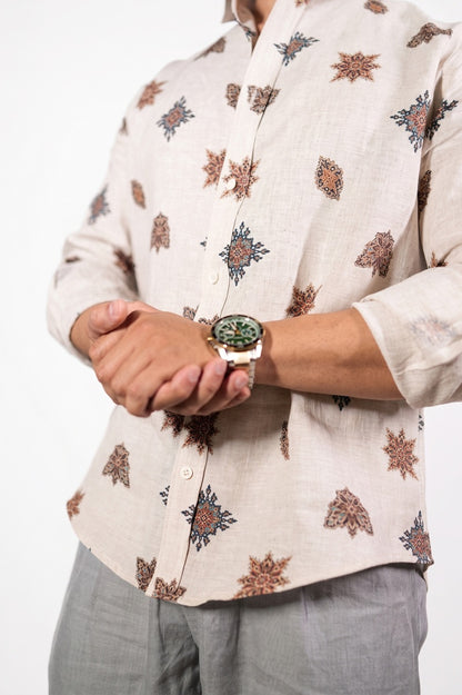 Natural Print Linen Shirt