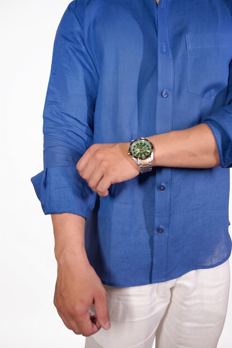 Royal Blue Linen Shirt