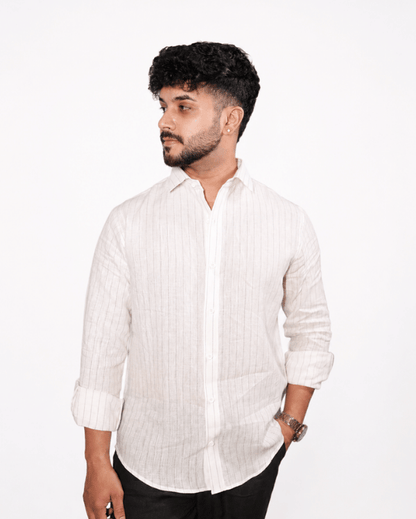 White Black Stripe Linen Co-ord Set
