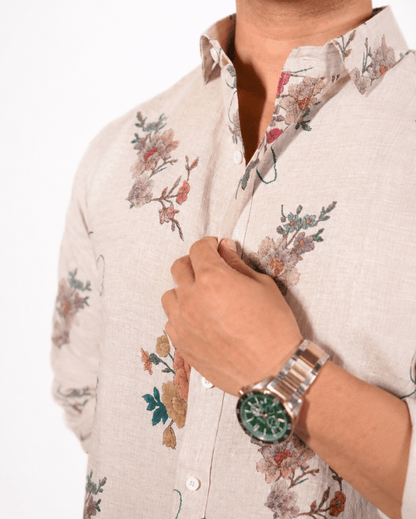 Natural Multi Floral Linen Co-ord Set