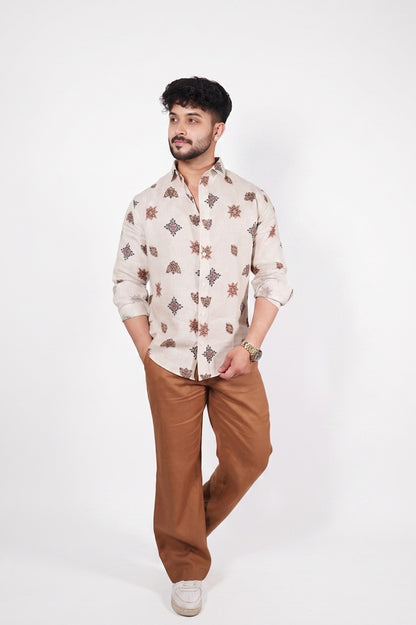 Natural Print Linen Shirt