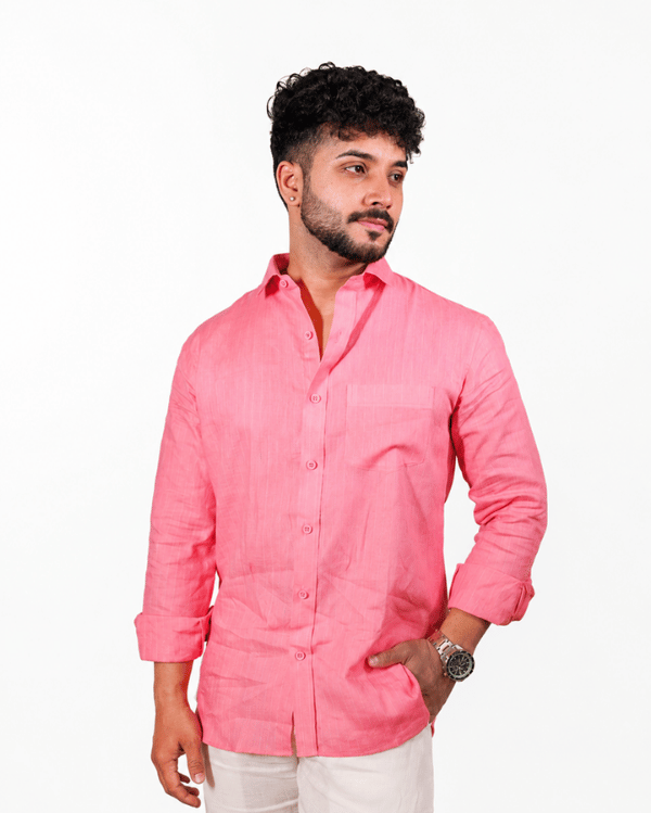 Pinkish Peach Stripe Linen Co-ord Set