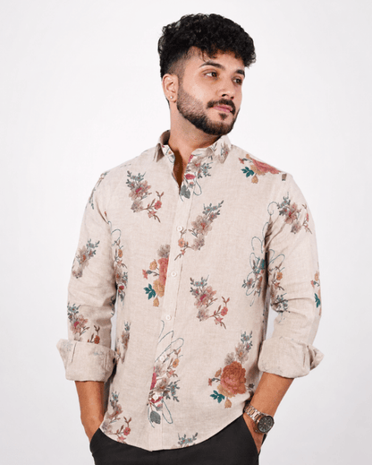 Natural Multi Floral Linen Co-ord Set