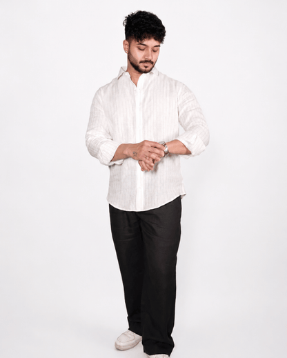 White Black Stripe Linen Co-ord Set