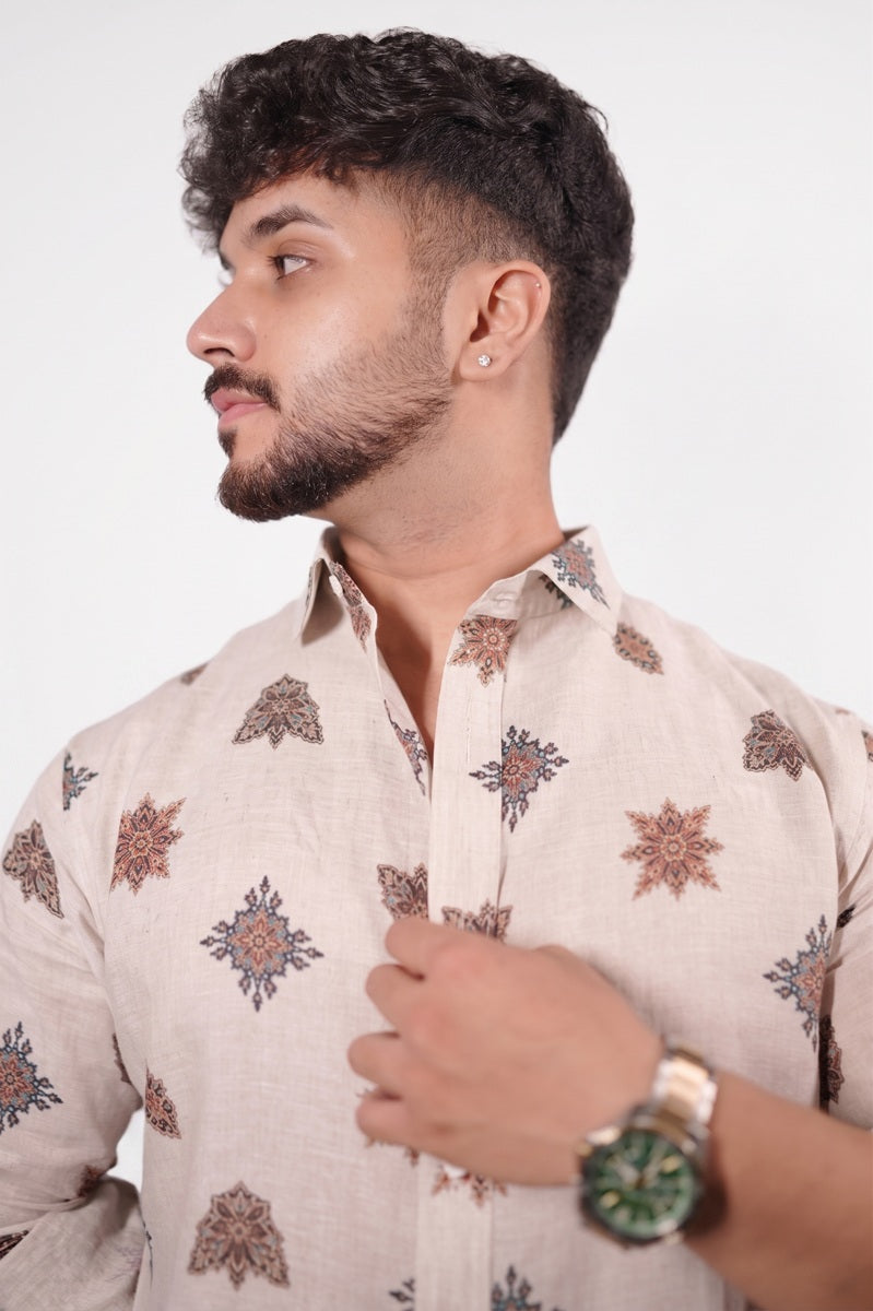 Natural Print Linen Shirt