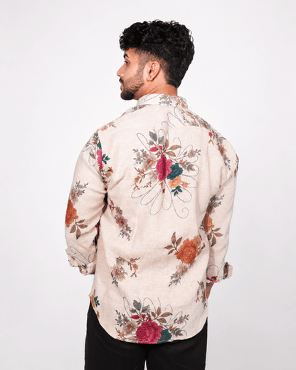 Natural Multi Floral Linen Co-ord Set