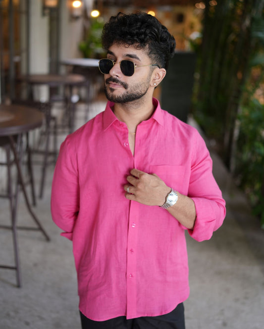 Bright Pink Linen Shirt