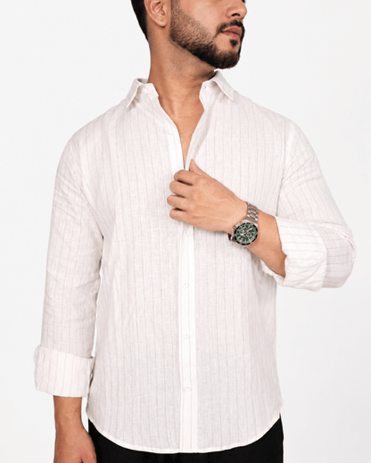 White Black Stripe Linen Co-ord Set
