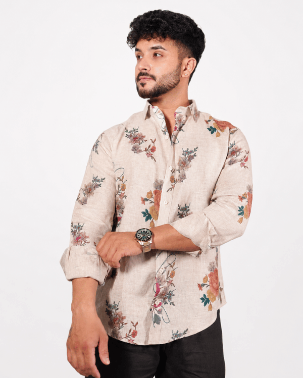 Natural Multi Floral Linen Co-ord Set