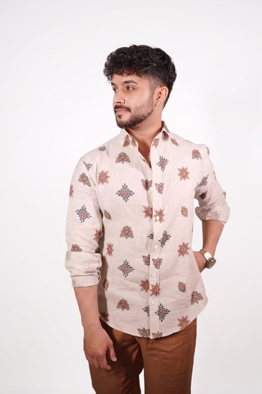 Natural Print Linen Shirt