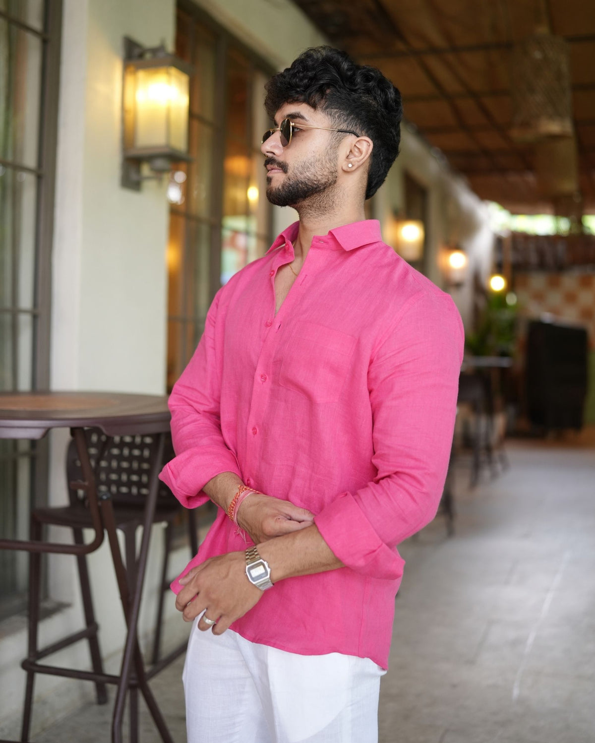 Bright Pink Linen Shirt