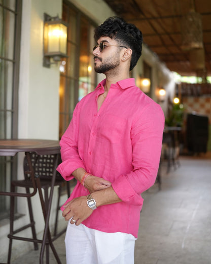 Bright Pink Linen Shirt
