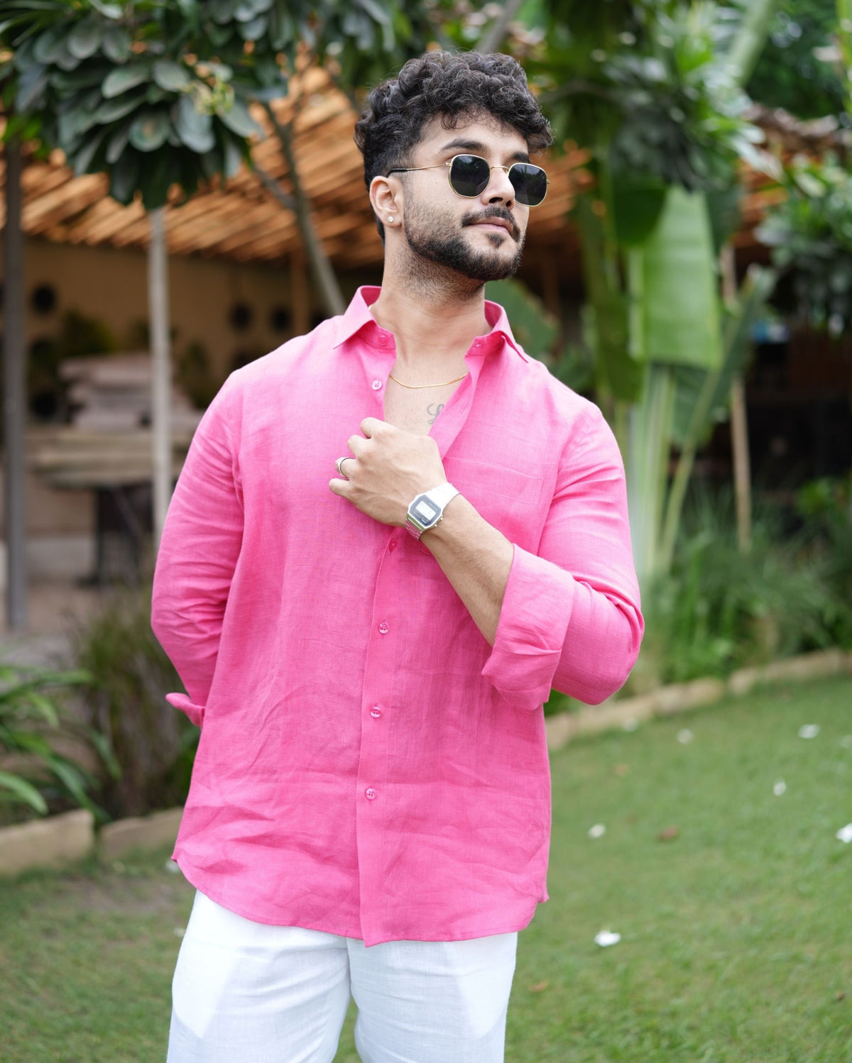 Bright Pink Linen Shirt
