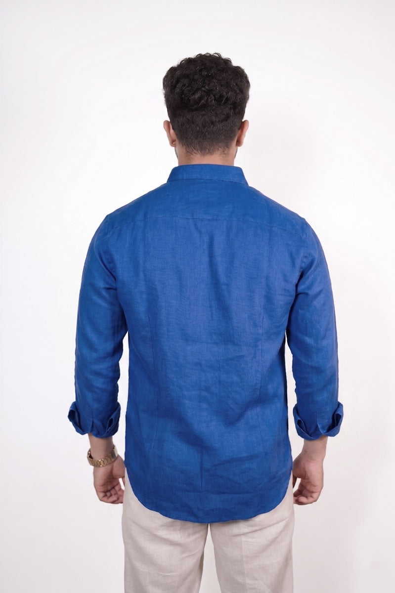 Royal Blue Linen Shirt
