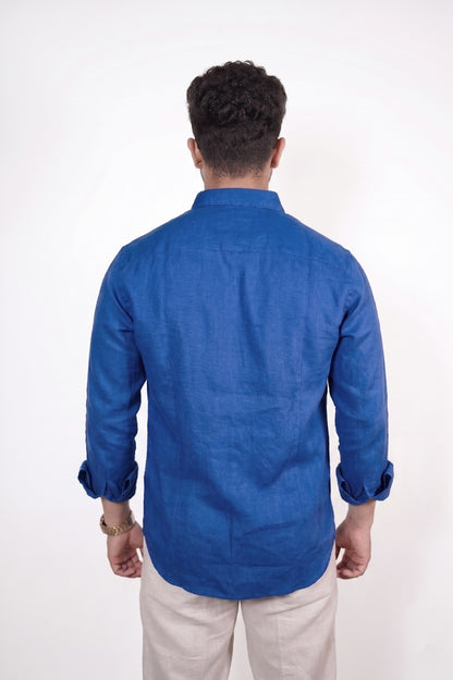 Royal Blue Linen Shirt
