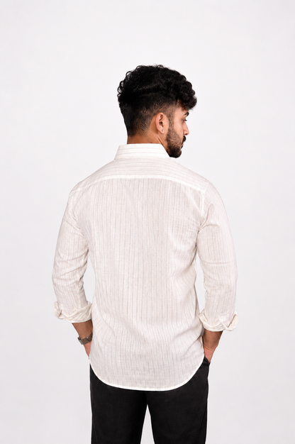 White Black Stripe Linen Shirt