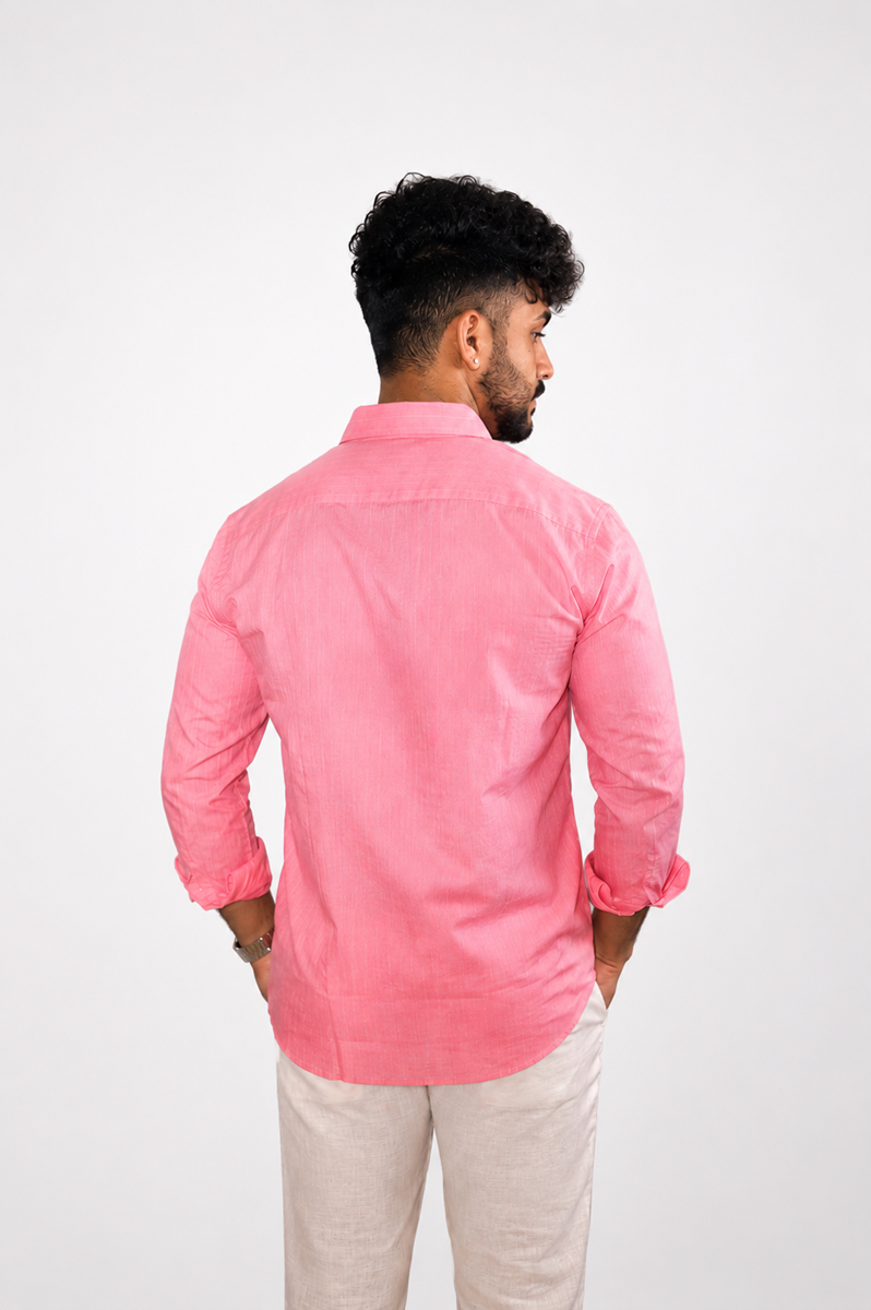 Pinkish Peach Stripe Linen Shirt