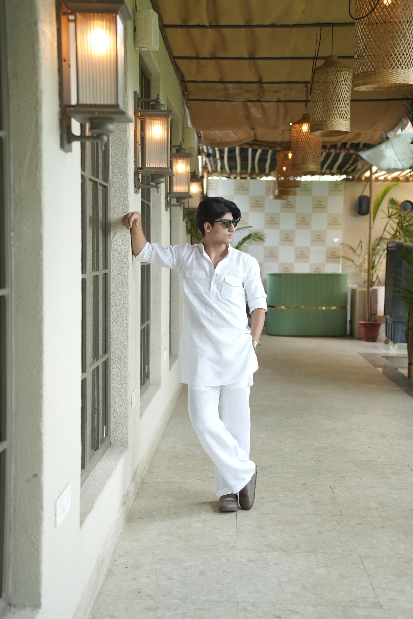 Pure White Kurta Pyjama Pocket Set