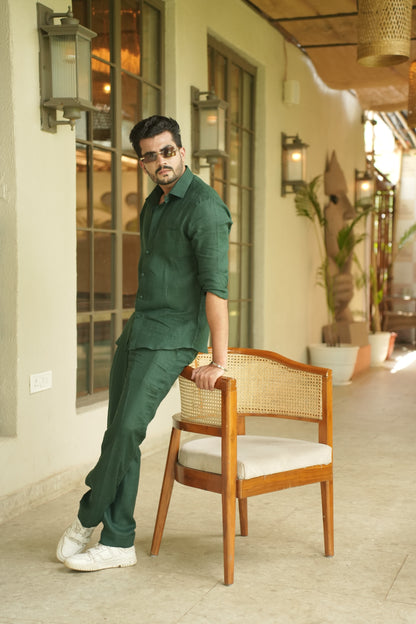 Green Linen Cord Set