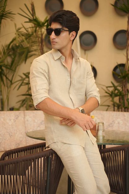 Natural Khadi Linen Cord Set
