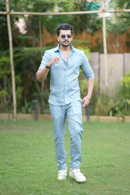 Denim Blue Linen Cord Set