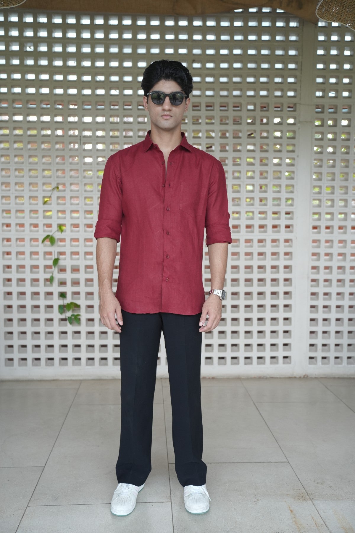 Matt Mehroon Linen Shirt
