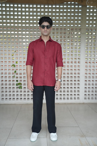 Matt Mehroon Linen Shirt