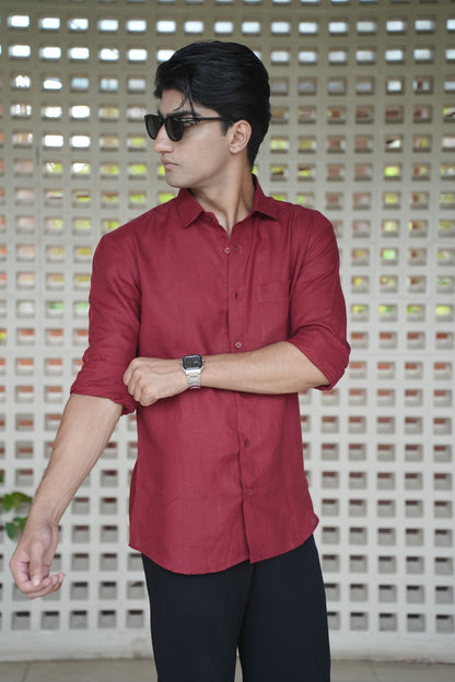 Matt Mehroon Linen Shirt