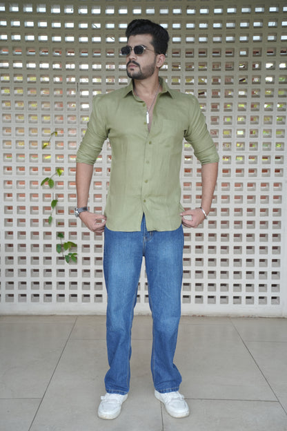 Mehandi Green Linen Shirt