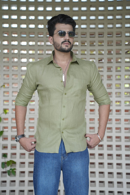Mehandi Green Linen Shirt