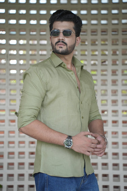 Mehandi Green Linen Shirt