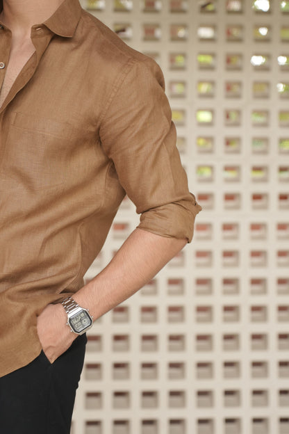 Tobacco Linen Shirt