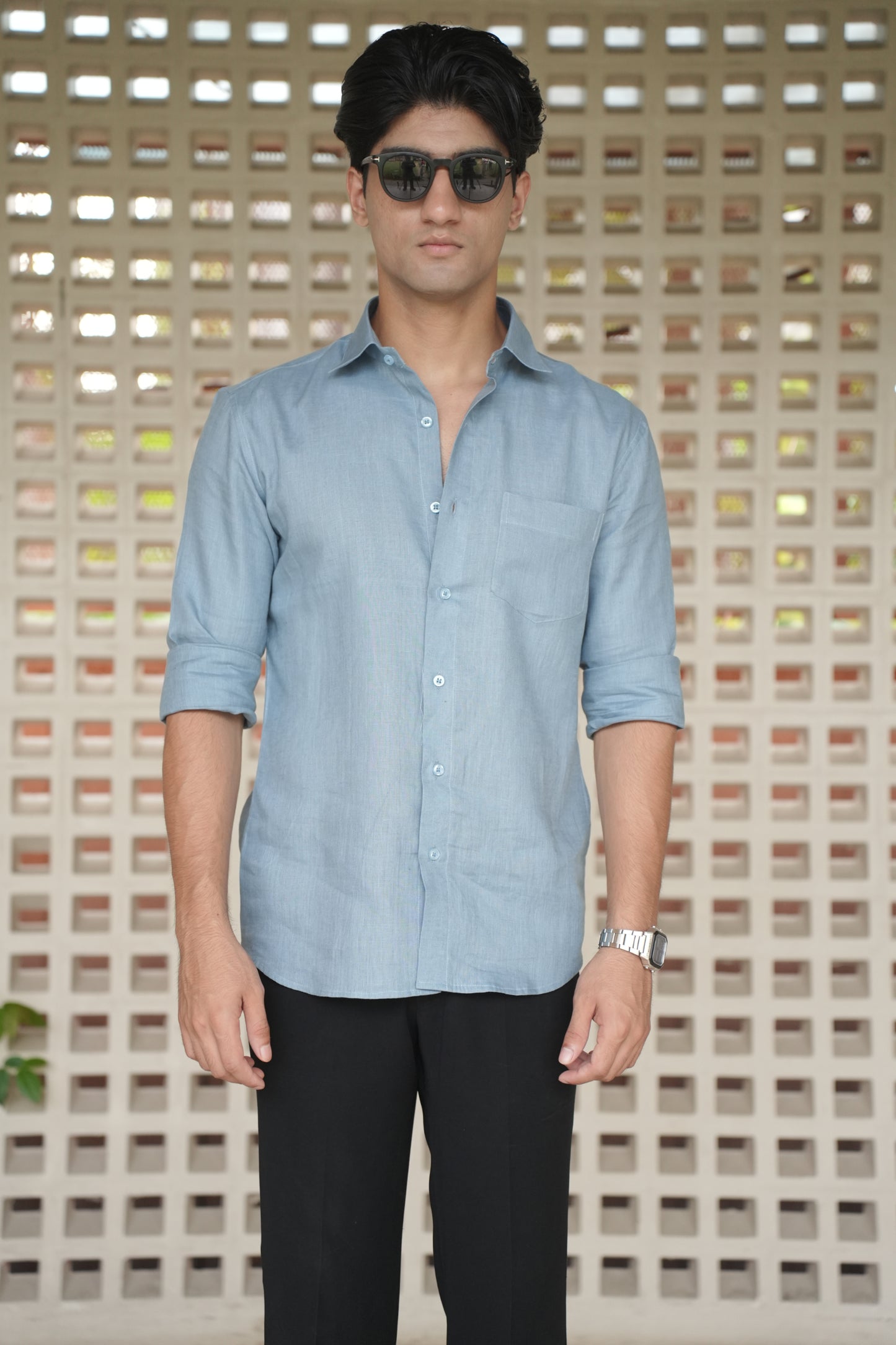 Denim Blue Linen Shirt