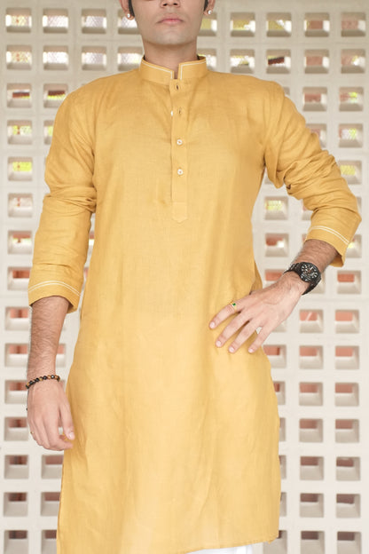 Turmeric Yellow Long Traditional Kurta Pyjama Set