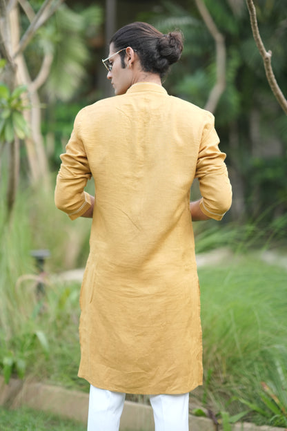Turmeric Yellow Long Traditional Kurta Pyjama Set