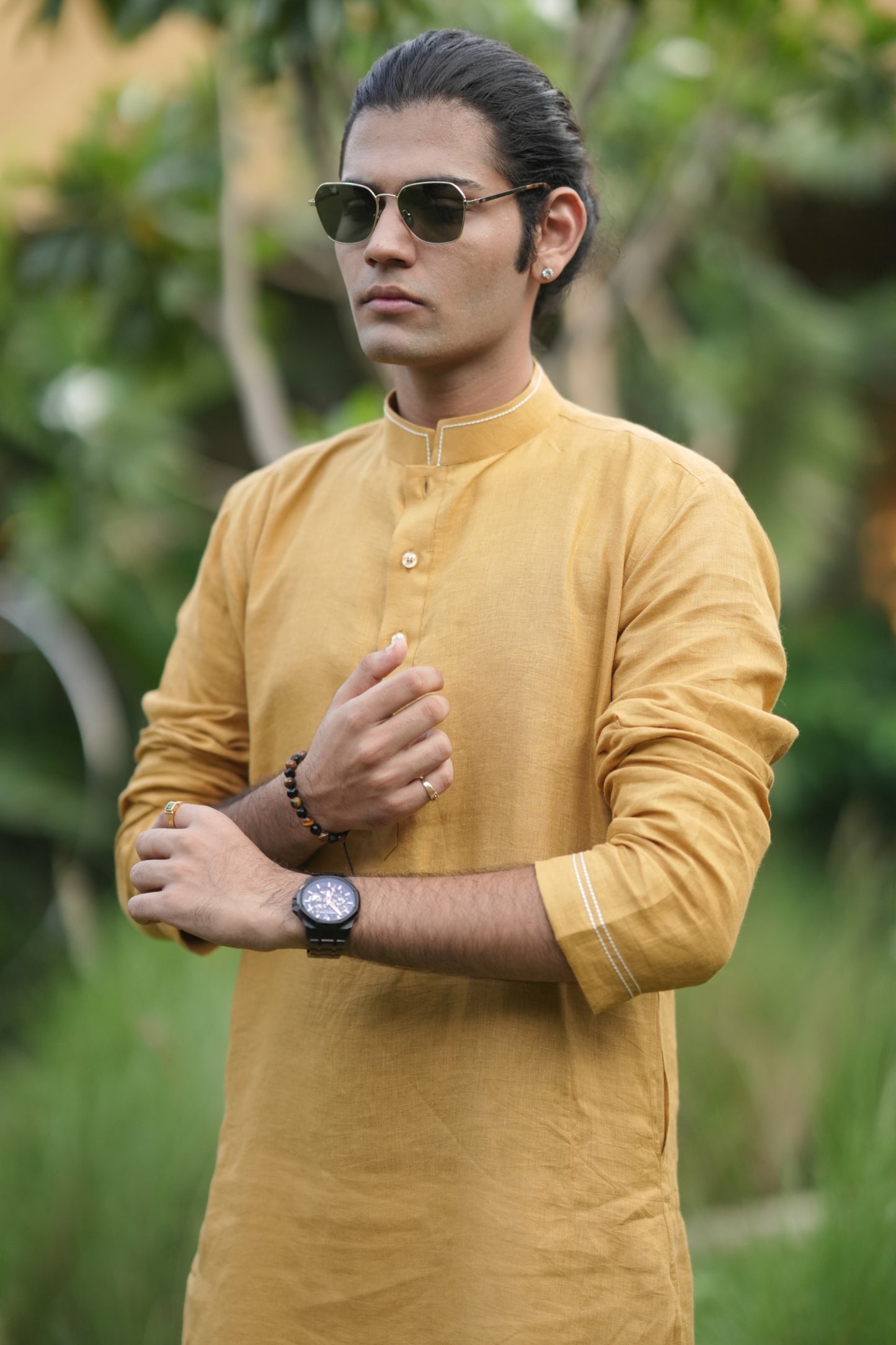 Turmeric Yellow Long Traditional Kurta Pyjama Set