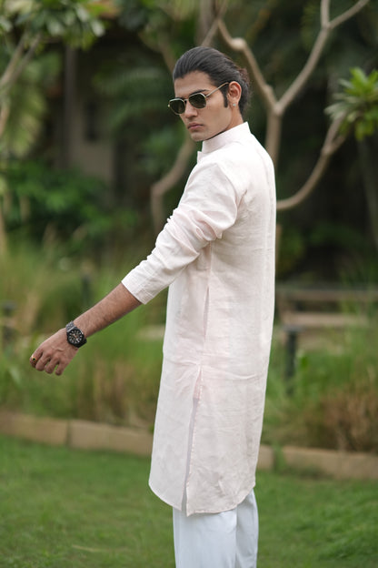 Baby Pink Long Traditional Kurta Pyjama Set