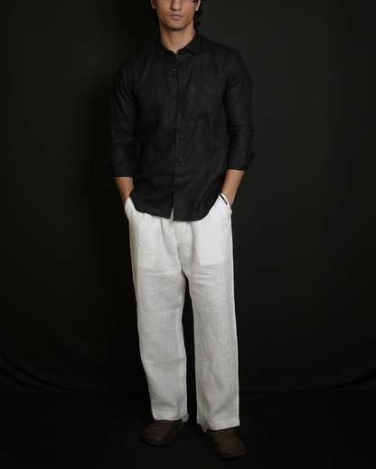 Classic Black Shirt & White Loose Pant Combination