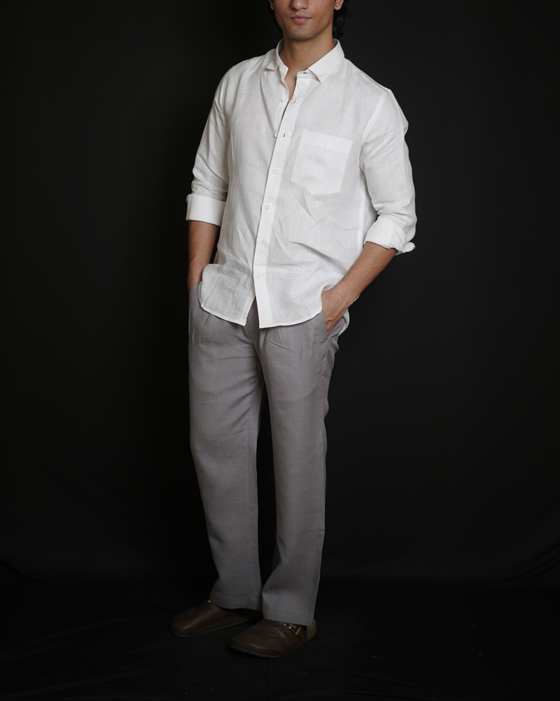 White Shirt & Grey Loose Pant Combination